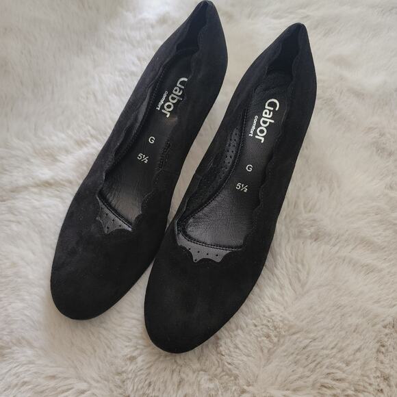 NEW Gabor Gigi Classic Scalloped Suede Block Heel Pump | UK 5.5 / US 8 | NEW - Picture 2 of 8